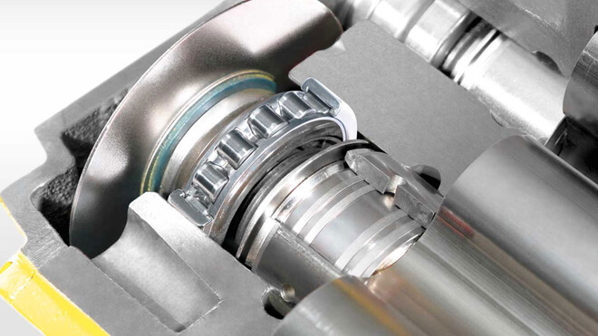 매우 높은 내구성을 가진 베어링이 있는 KAESER 로터리 로브 블로워.